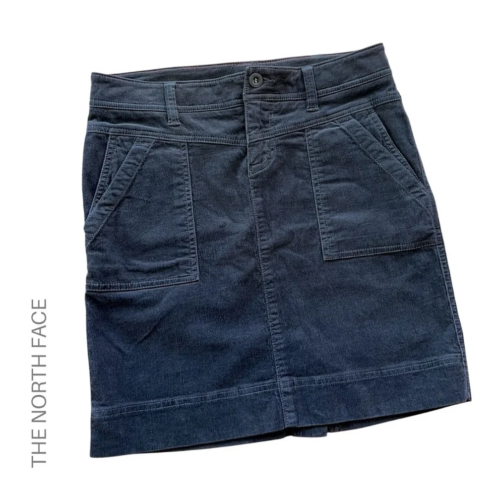 NORTH FACE | GRAY COTTON CORDUROY SKIRT LIKE NEW BUTTON & ZIP FLY POCKETS | 2